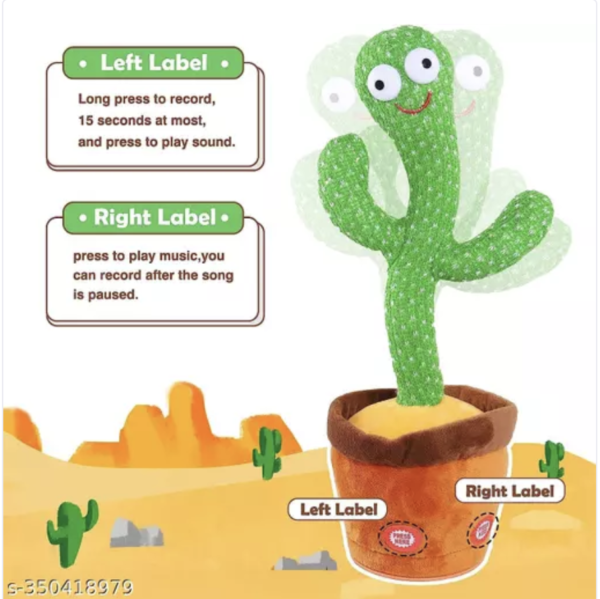 Shopizon Dancing Cactus Talking Toy, Musical Puppet, Wriggle & Singing Recording Toy Repeat What You Say,Voice Repeat Speaking Toy,Talking Toys for Kids, Girls, Boys - Image 3
